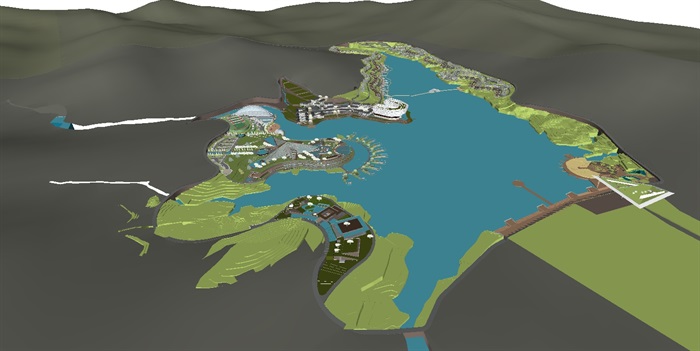 一个现代环湖旅游景点规划方案SU模型[原创]