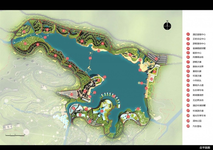 一个现代环湖旅游景点规划方案su模型[原创]