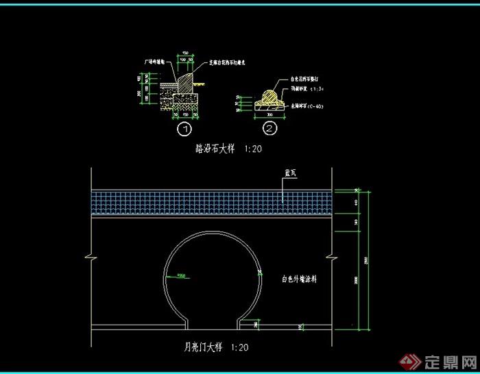 中式月亮门详细设计cad施工图原创