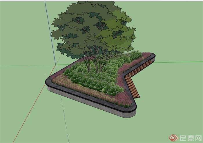 现代风格独特的种植花池设计su模型