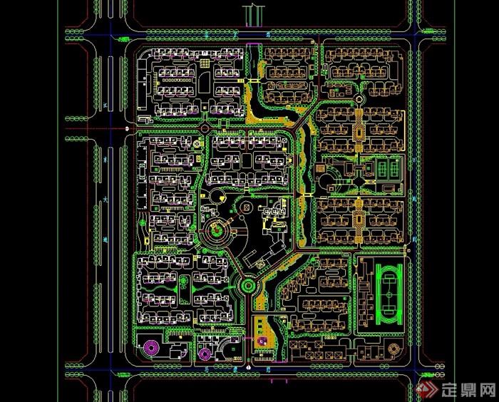 详细的现代多层小区住宅景观规划cad方案