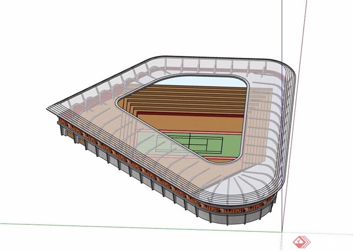 现代风格详细的完整体育运动场馆设计su模型
