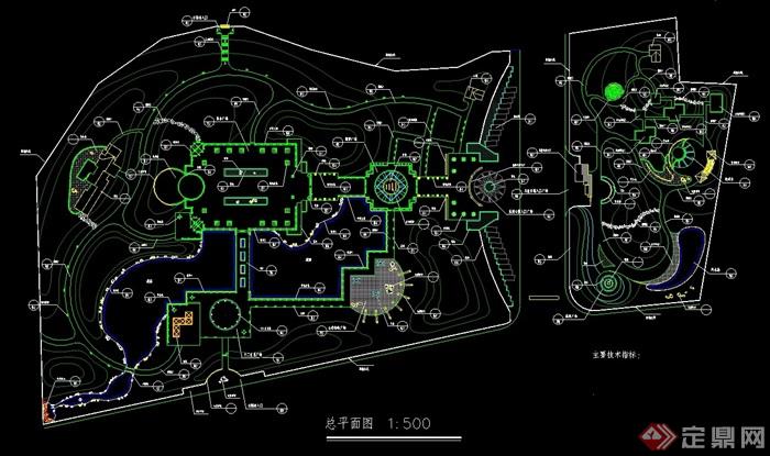 某详细公园cad总平面图