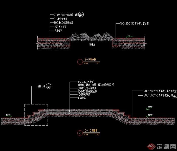 某园林种植树池cad剖面图