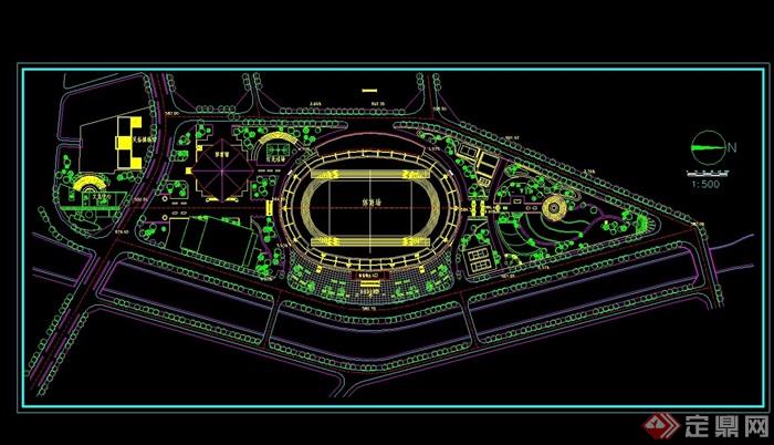 详细整体体育场环境规划cad方案图