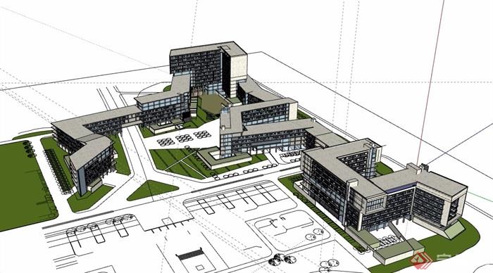 某大学新校区教学楼设计su模型