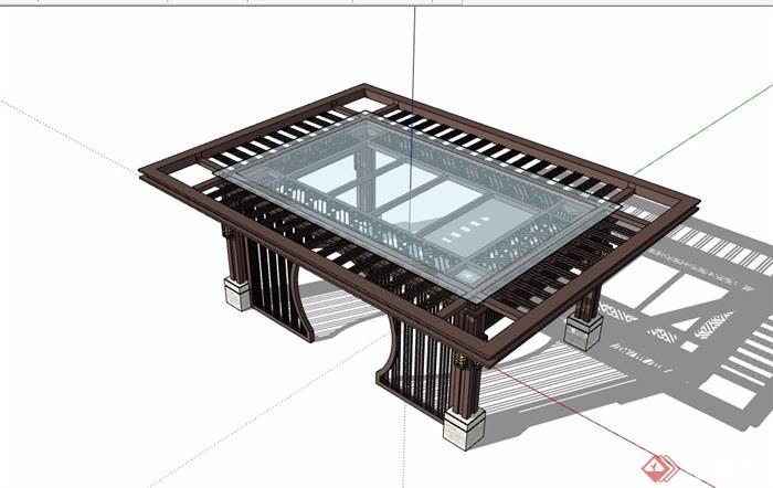 新中式玻璃亭子设计su模型
