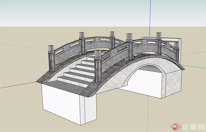 中式拱桥详细设计su模型