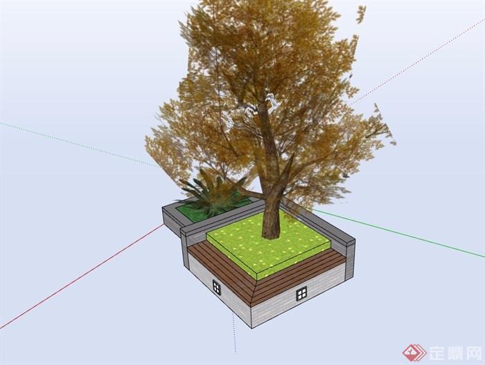 详细完整的树池素材su模型