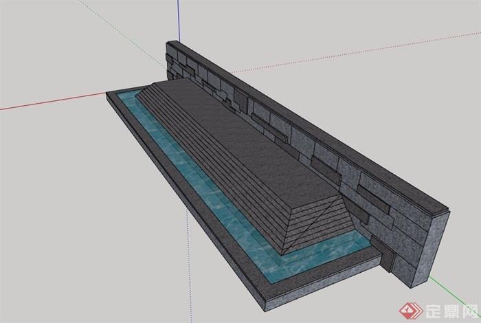 矮墙水池水景设计模型