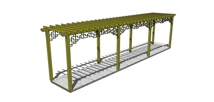 花架15木长廊廊架廊亭葡萄架su模型[草图大师su模型[原创]