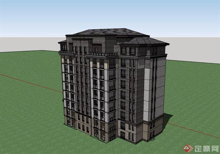 某新古典风格详细的住宅建筑su模型