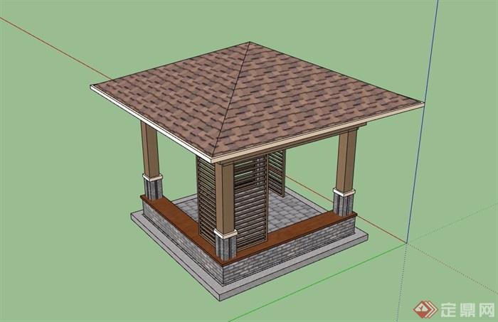 休闲凉亭详细设计su模型