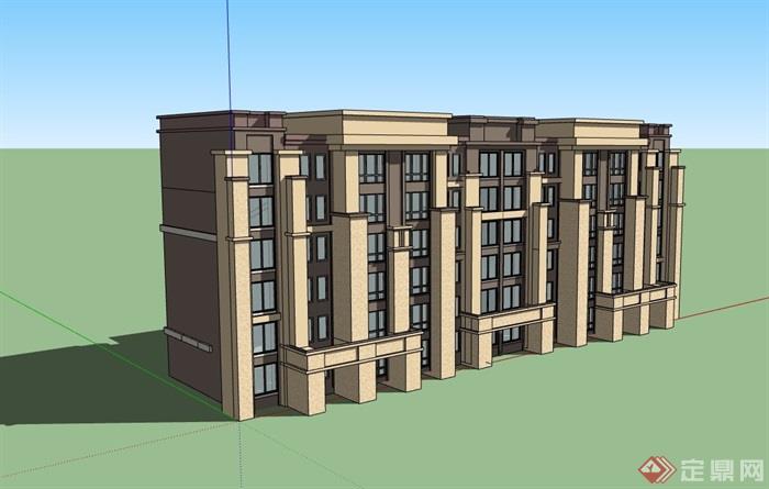 6层新古典住宅建筑楼设计su模型