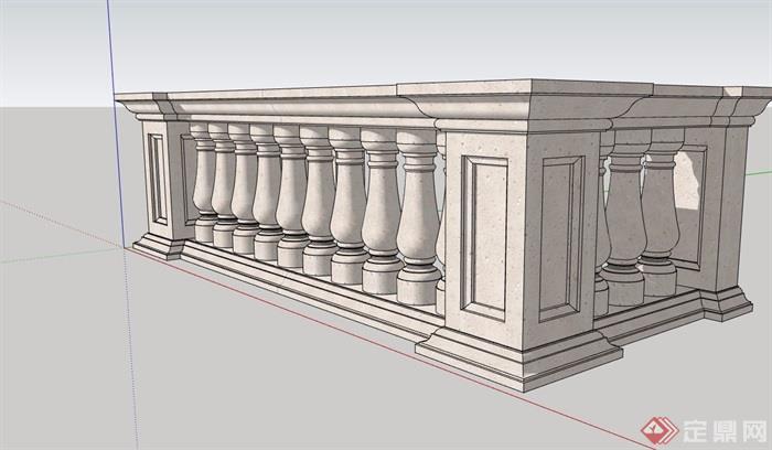 欧式详细的栏杆围栏su模型