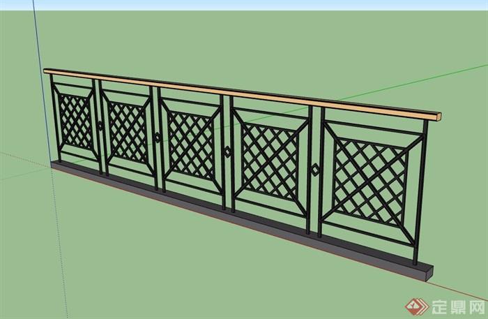 现代独特详细的铁艺围栏素材设计su模型