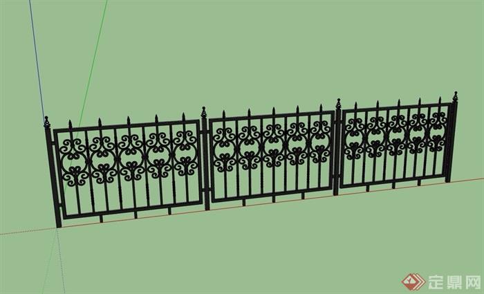 经典的详细完整的铁艺栏杆素材设计su模型