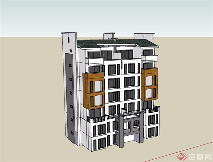 徽式住宅花园洋房建筑模型