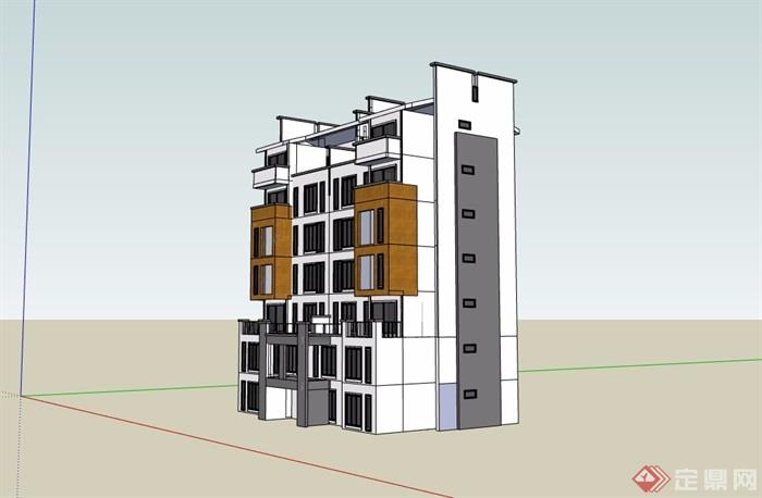 徽式住宅花园洋房建筑模型