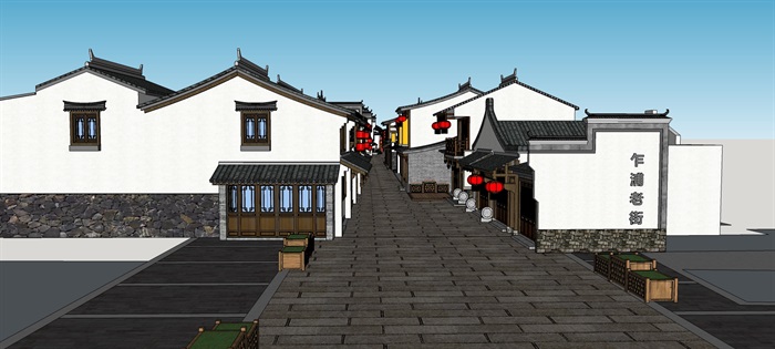 仿古商业街建筑四合院徽派古建民居su模型[草图大师su[原创]