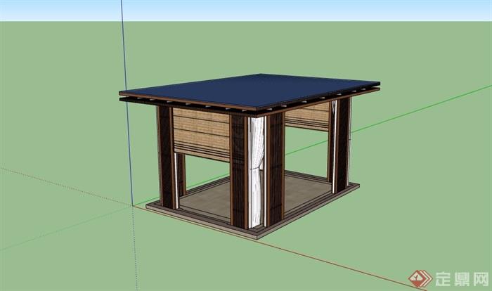 现代风格玻璃凉亭素材设计su模型