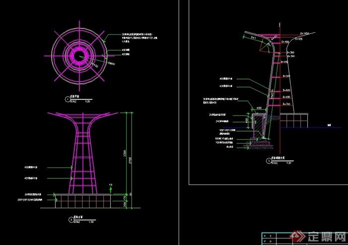 详细的圆形花架设计cad施工图