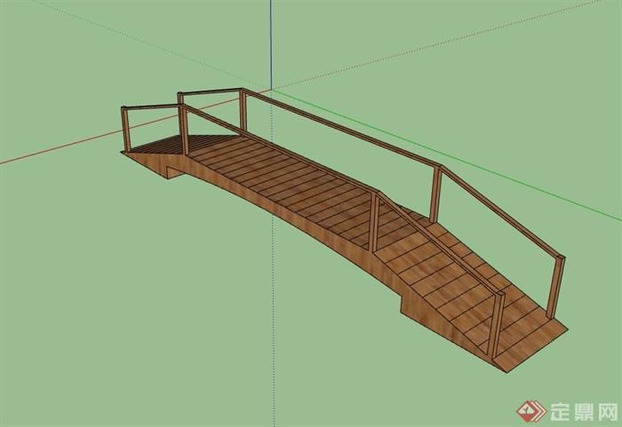 全木质详细木桥su模型