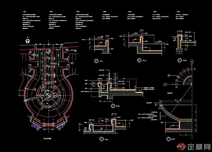 详细完整跌水池cad施工图