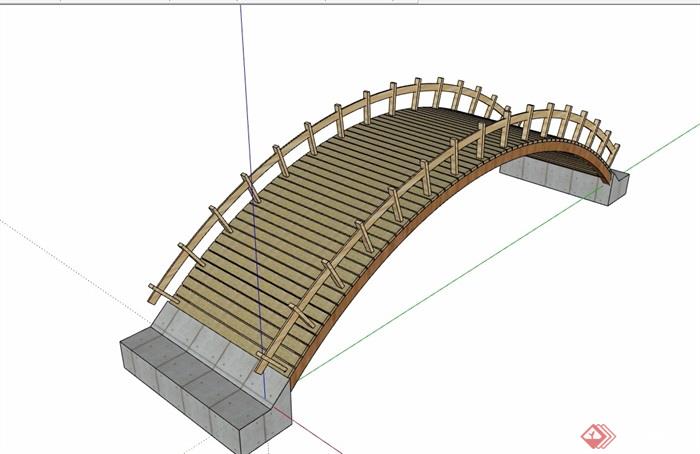 现代园林景观防腐木拱桥设计su模型
