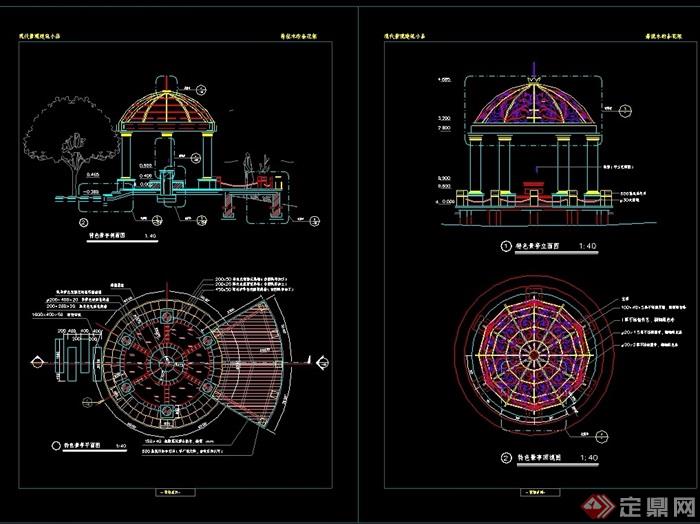 欧式圆形景观亭设计cad施工图