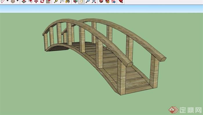 防腐木拱桥设计su模型