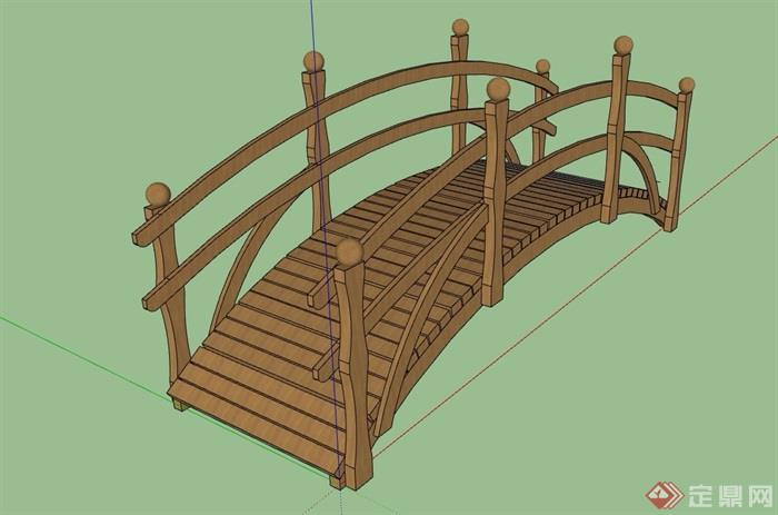 中式全木桥设计su模型