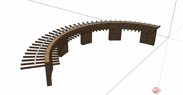 弧形廊素材设计su模型