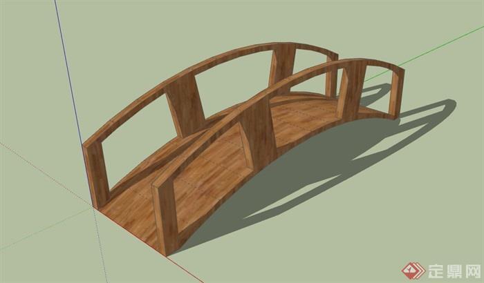 木质园桥拱桥设计su模型