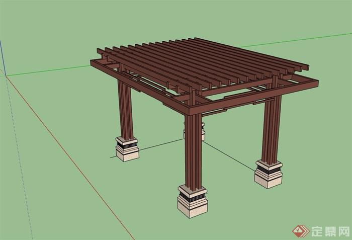 详细完整的木廊架素材设计su模型