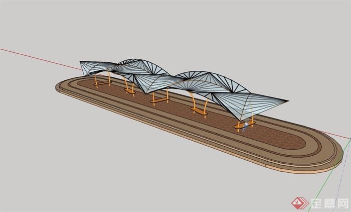 景观玻璃钢构架廊设计su模型