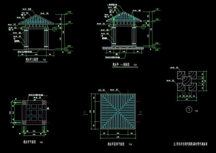 79款现代风格景观亭休息亭水榭凉亭欧式亭保安门亭方案图施工图大样图