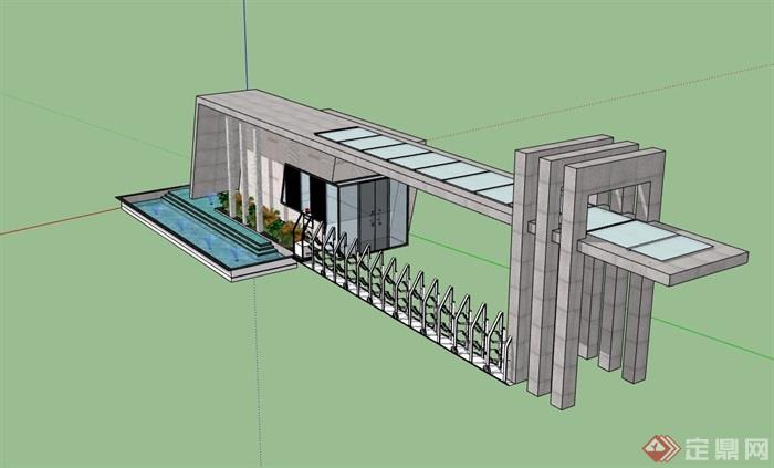 现代详细完整的大门素材设计su模型