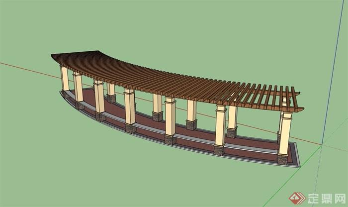 简欧风格详细完整的廊架素材设计su模型