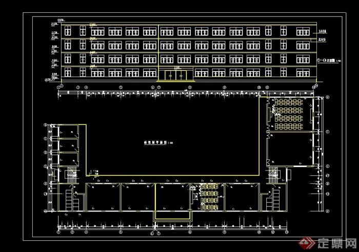 教学楼标准层平面及立面图