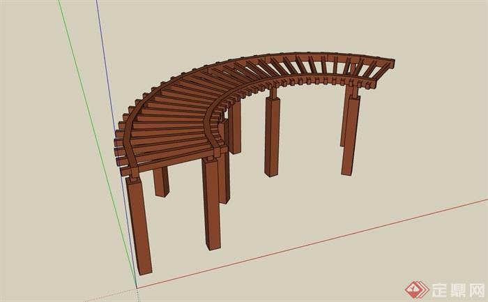 详细的木质廊架素材设计su模型