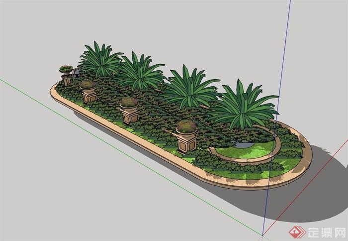 欧式风格种植池花池设计su模型