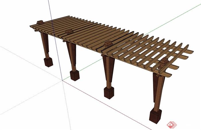 全木质廊架素材设计su模型