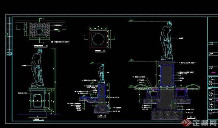 人物雕塑详细完整设计cad施工图