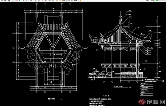 148 古典中式亭子详细cad施工图,图纸包含了详细的材料及尺寸标注