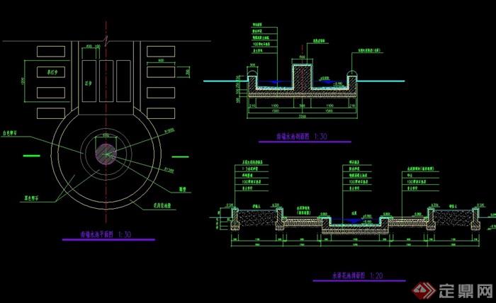 园林景观节点水池cad施工图