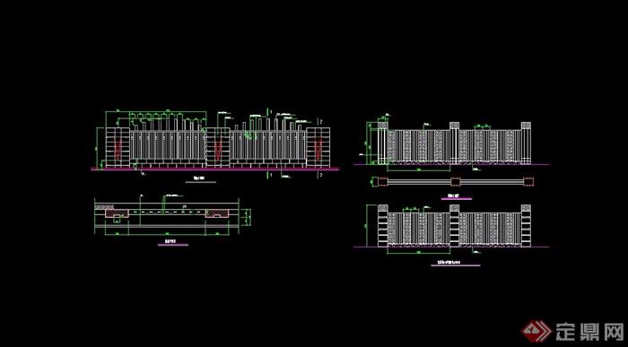 两个不同的围墙设计cad施工图