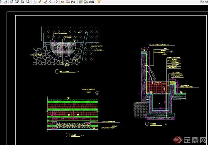 园林景观喷泉水景cad施工图