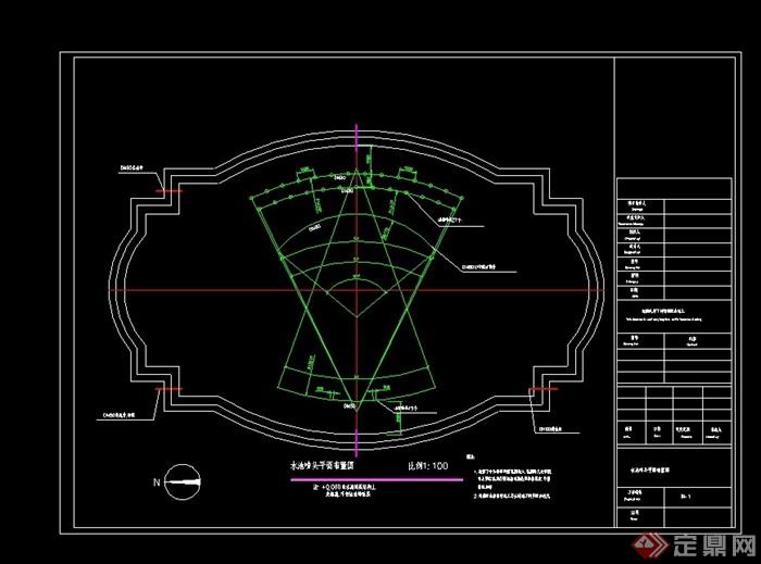 详细的经典喷泉水池景观cad施工图