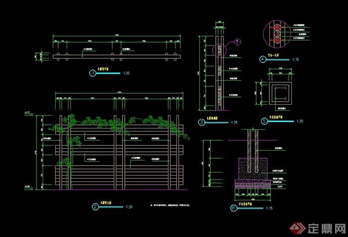 木藤花架设计cad施工图